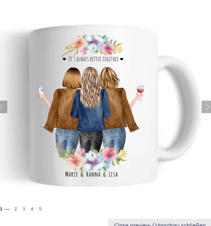Personalisierte Tasse Für 3 Freundinnen – Mit Individuellem Spruch & Design