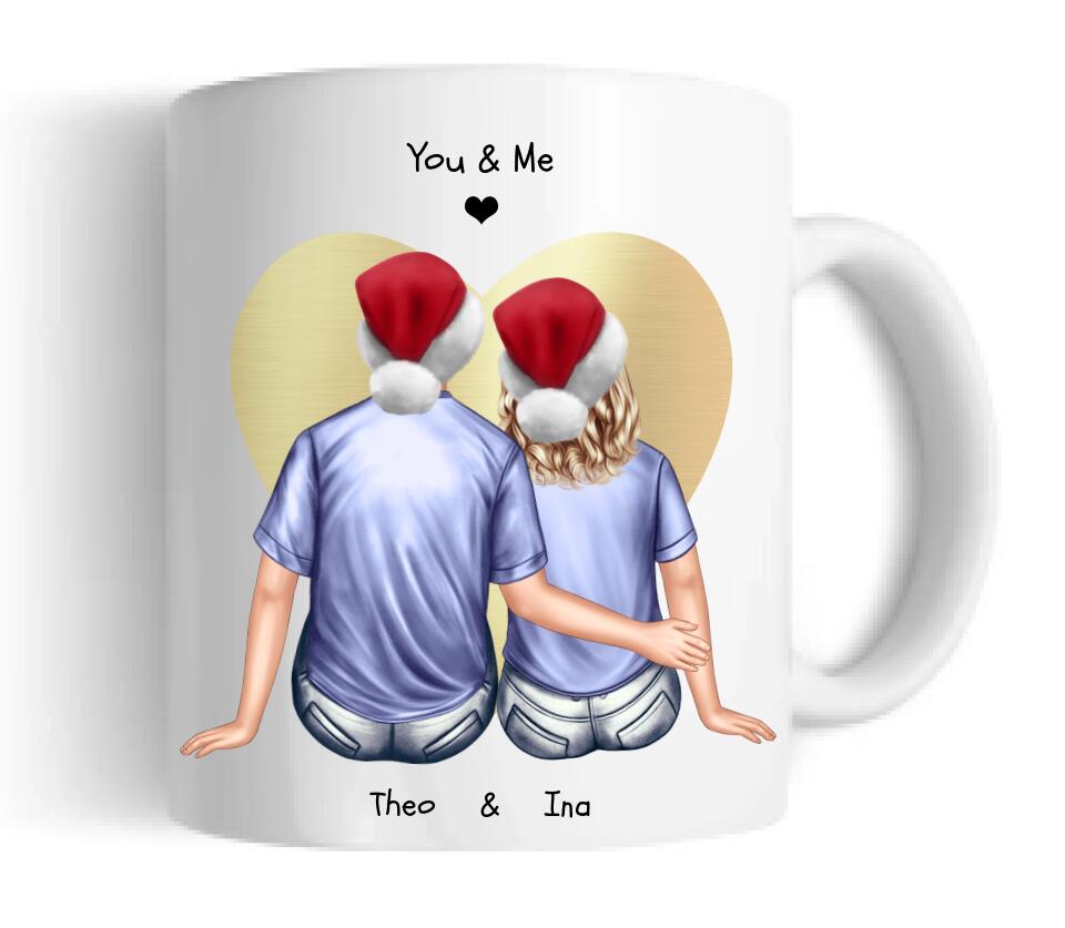 Weihnachtsgeschenk Kaffeebecher Familie personalisiertes Weihnachtsgeschenk Kaffeebecher Nikolausgeschenk Partnergeschenk, Pärchen Geschenk