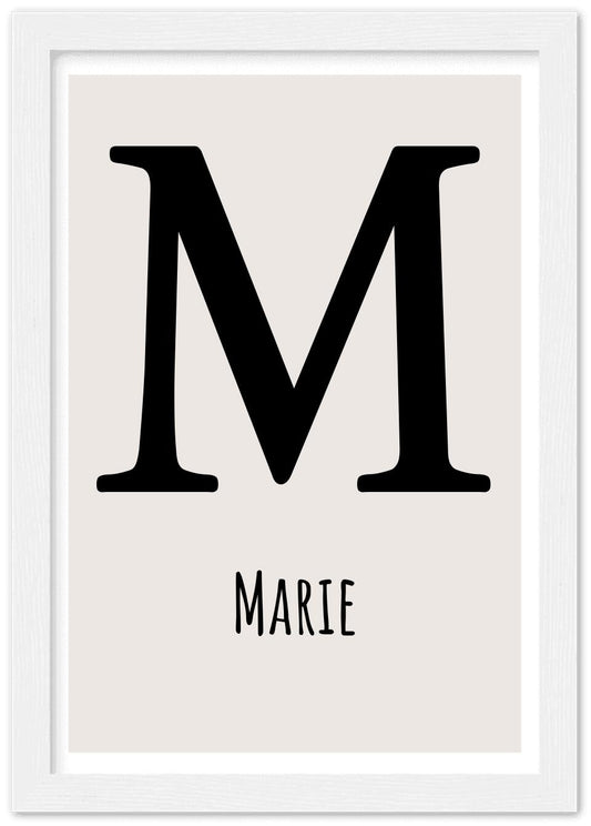 Dekoratives Namensbild - Buchstabe Monogramm Bild - Poster Premium Matte Paper Wooden Framed Poster - White - Vertical Gerahmtes Poster A4 21x29.7 cm