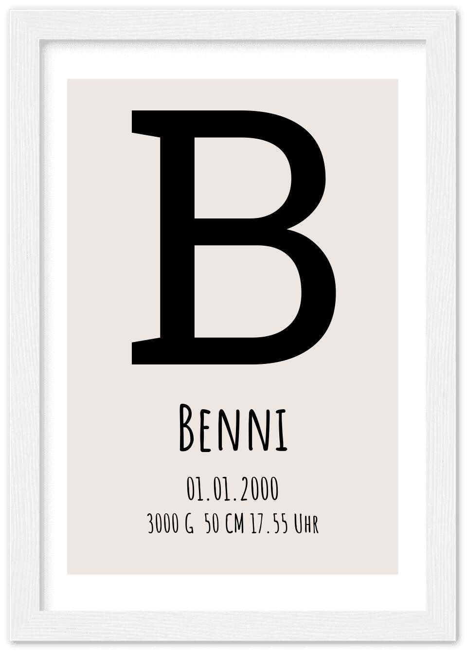 Monogramm Poster - Personalisiertes Geburtsposter - Name Datum -Minimalistisch individuell Geschenk Namensposter