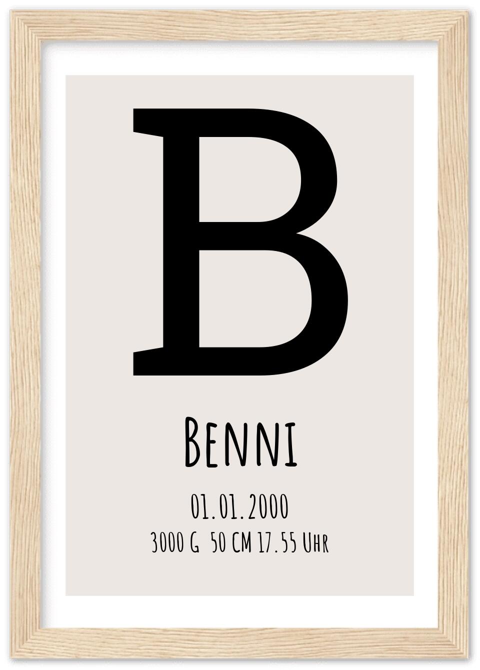 Monogramm Poster - Personalisiertes Geburtsposter - Name Datum -Minimalistisch individuell Geschenk Namensposter