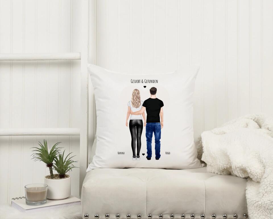 Gesucht & Gefunden - Personalisiertes Geschenk Kissen für den Partnerschaftsgeschenk