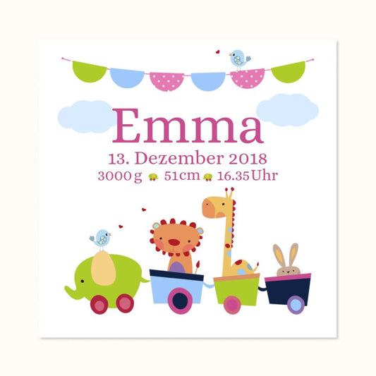 TOYS - Personalisiertes Babyposter - Geburtsanzeige Mädchen - Geschenk zur Geburt - Geschenk zur Taufe - Taufgeschenk Leinwanddruck Leinwandbild