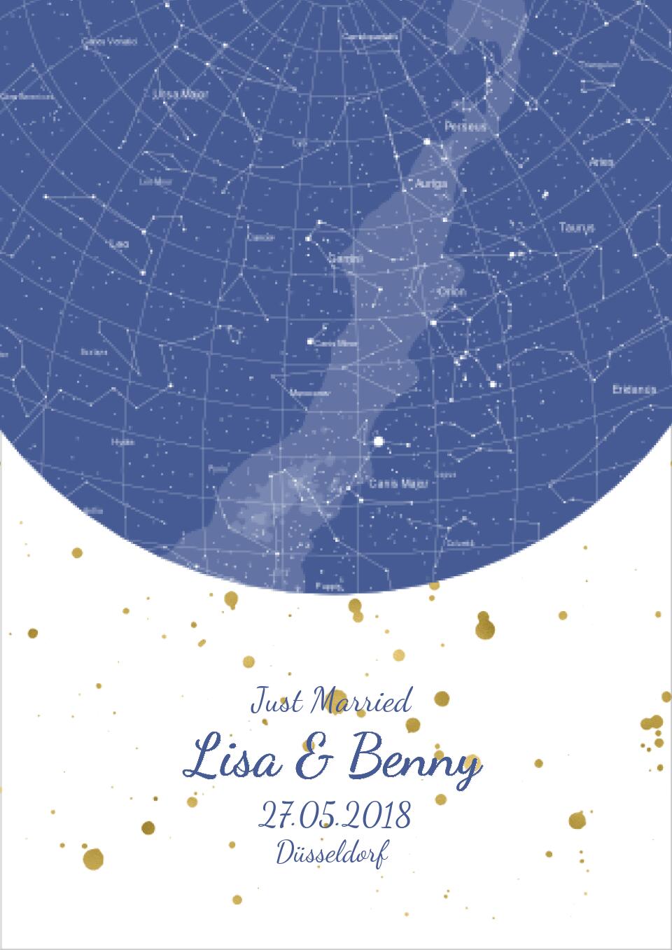 Hochzeitsgeschenk | Personalisierte Sternkarte | Sternenhimmel Poster | Sternkarte Geschenk zur Hochzeit, zur Geburt, zur Taufe | Geschenk Brautpaar