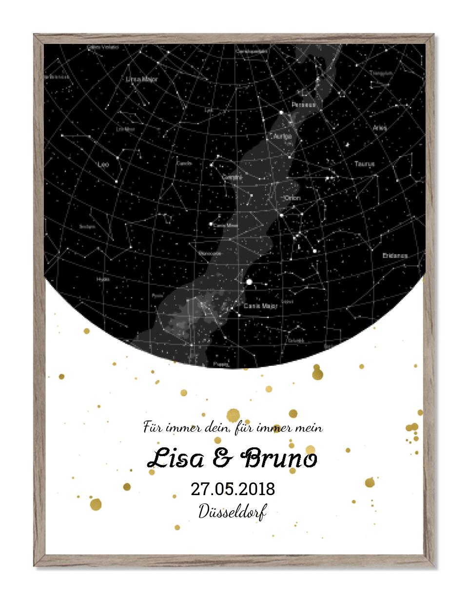 Hochzeitsgeschenk | Personalisierte Sternkarte | Sternenhimmel Poster | Sternkarte Geschenk zur Hochzeit, zur Geburt, zur Taufe | Geschenk Brautpaar