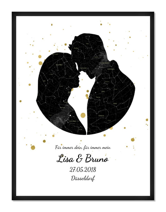 Hochzeitsgeschenk | Personalisierte Sternkarte Liebespaar | Sternkarte Poster | Geschenk zur Hochzeit, Valentinstag, Jahrestag, Geburtstag