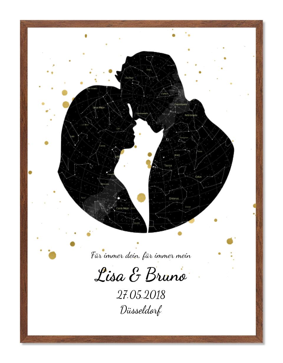 Hochzeitsgeschenk | Personalisierte Sternkarte Liebespaar | Sternkarte Poster | Geschenk zur Hochzeit, Valentinstag, Jahrestag, Geburtstag