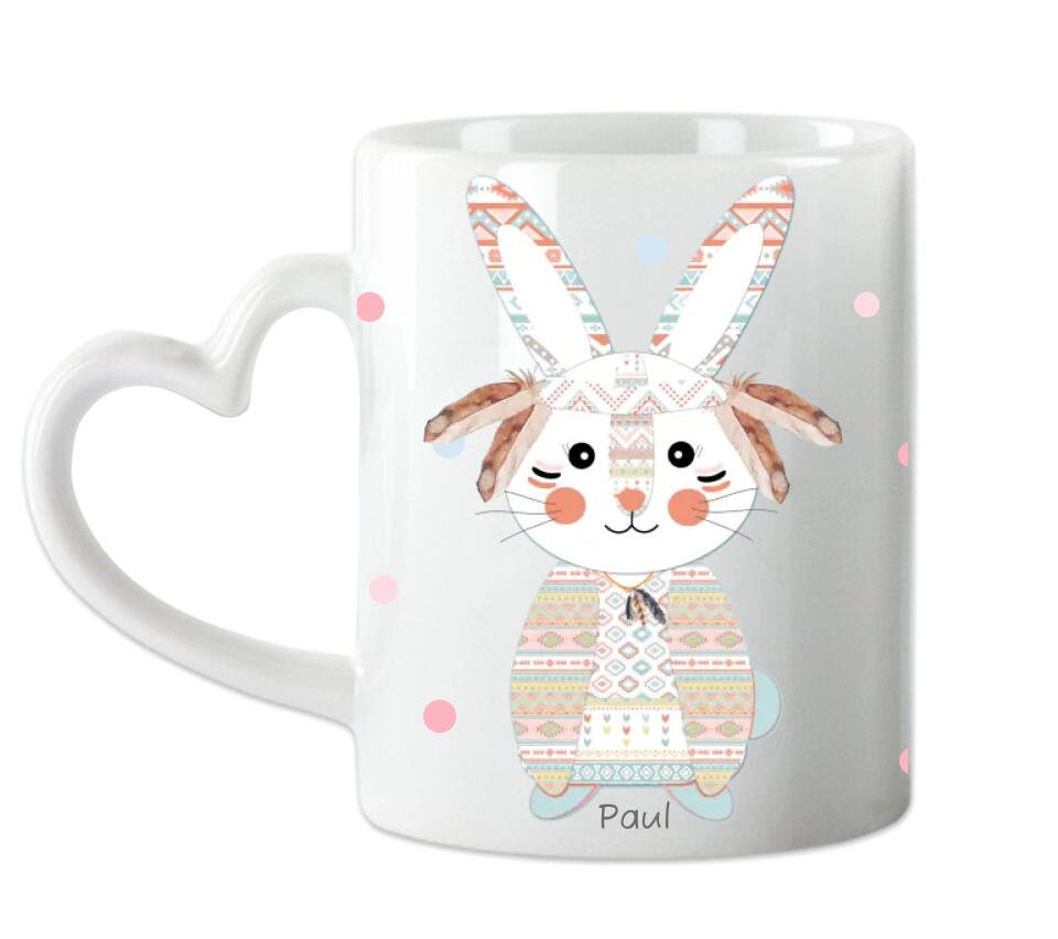 Tasse als Geschenk zu Ostern mit Namen und Osterhasen