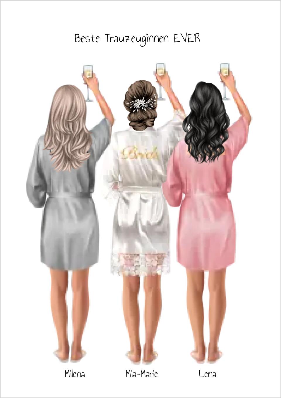 Braut, Brautjungfern, Trauzeugin Bild Hochzeit Geschenk personalisiert –  BesteFreundeGeschenke - Personalisierte Freundschaftsgeschenke Poster,  Tassen \u0026 mehr, image size:960x1357