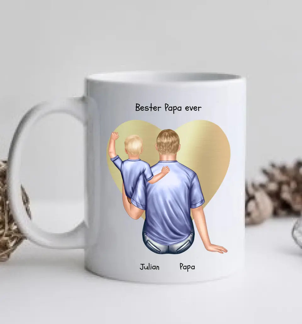 Personalisierte Tasse Vatertag - Papa Geburtstagsgeschenk Tasse mit Kind