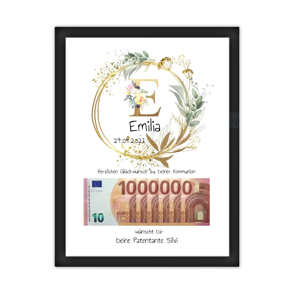Personalisiertes Geschenk, Geldgeschenk zum Geburtstag, Jugendweihe, Kommunion, Konfirmation, Geburtstagsgeschenk 1. Million