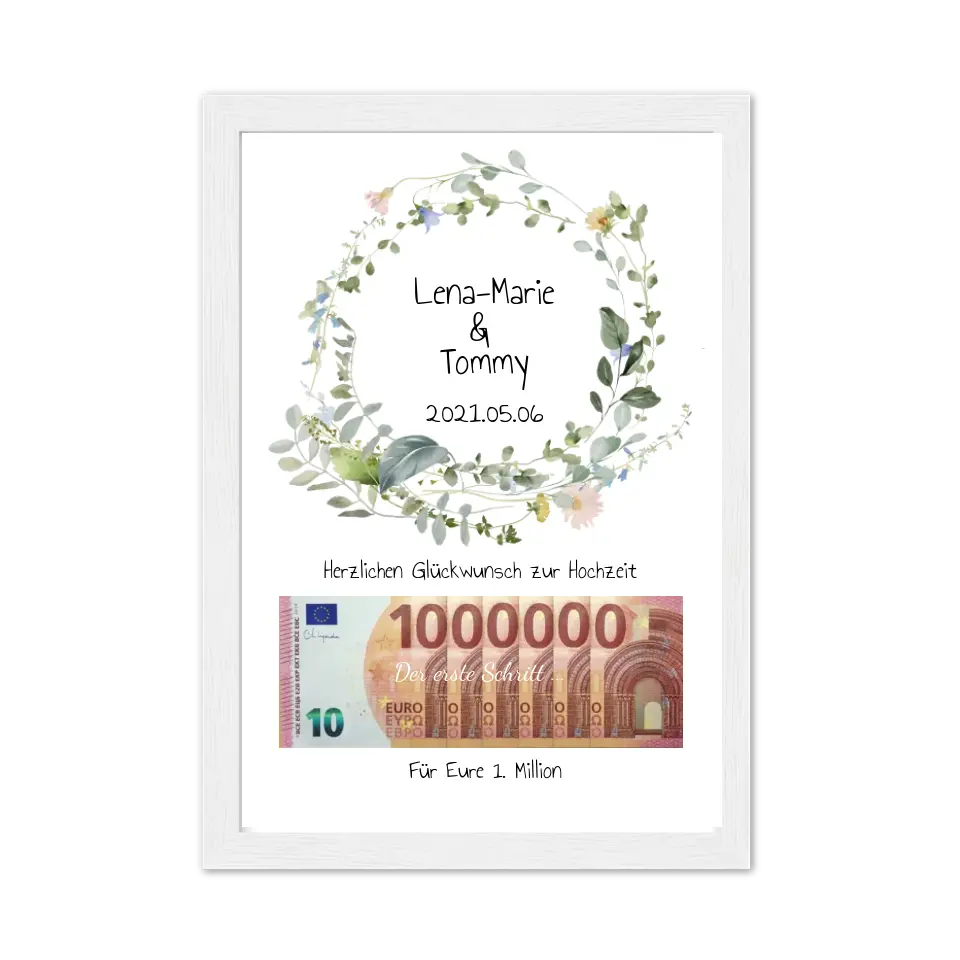 Personalisiertes Geschenk, Geldgeschenk Wunscherfüller zur Hochzeit, Hochzeitsgeschenk Für Eure 1. Million