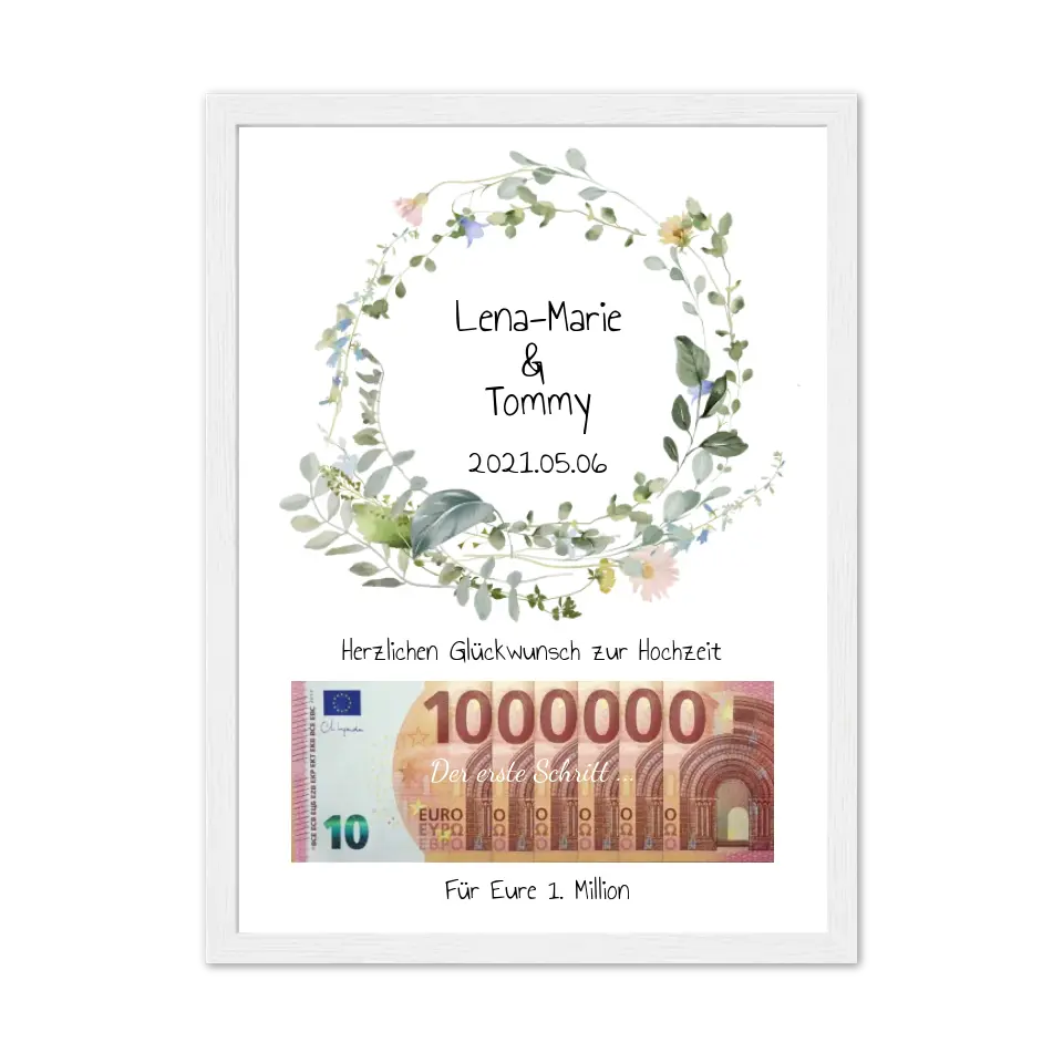 Personalisiertes Geschenk, Geldgeschenk Wunscherfüller zur Hochzeit, Hochzeitsgeschenk Für Eure 1. Million