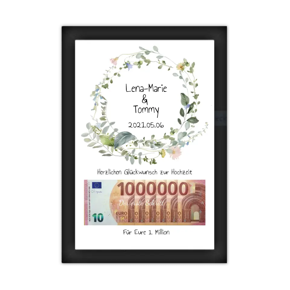 Personalisiertes Geschenk, Geldgeschenk Wunscherfüller zur Hochzeit, Hochzeitsgeschenk Für Eure 1. Million