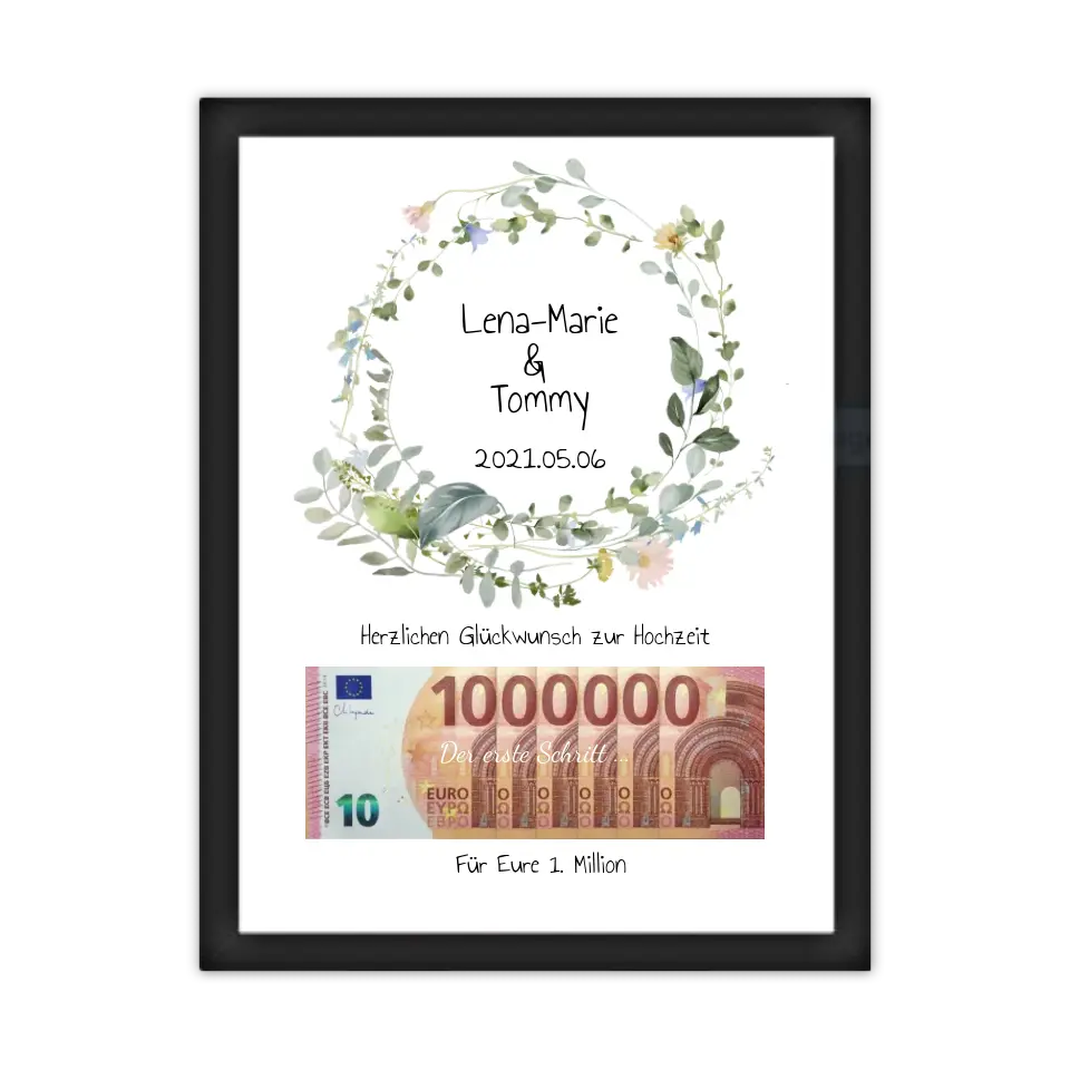 Personalisiertes Geschenk, Geldgeschenk Wunscherfüller zur Hochzeit, Hochzeitsgeschenk Für Eure 1. Million