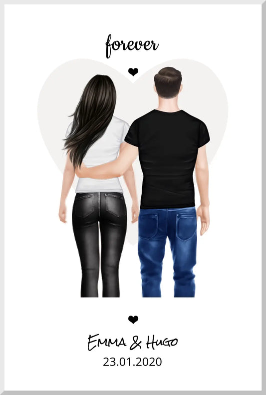 Forever - Partnerbild - Personalisiertes Geschenk für die Partnerin - den Partner - als Geschenkidee - beste Freunde Geschenke Leinwanddruck Leinwandbild 30x20 cm