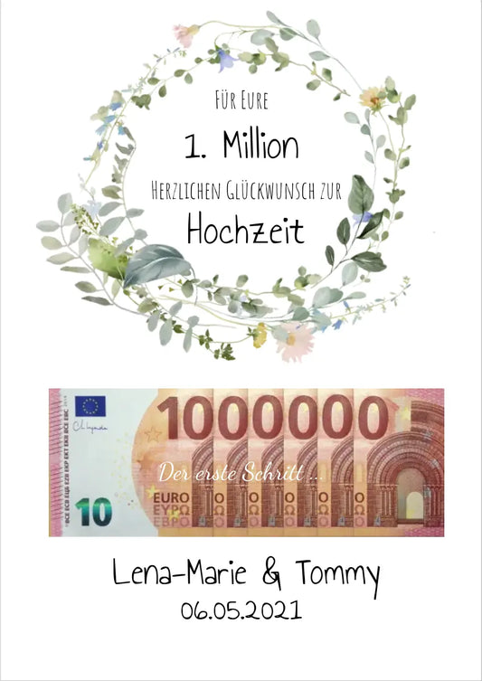Geldgeschenk Wunscherfüller zur Hochzeit, Hochzeitsgeschenk Für Eure 1. Million