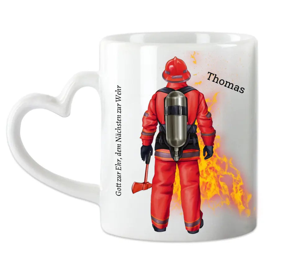 Personalisierte Feuerwehr Tasse mit Namen & Spruch – Geschenk für Kollegen & Feuerwehrmann
