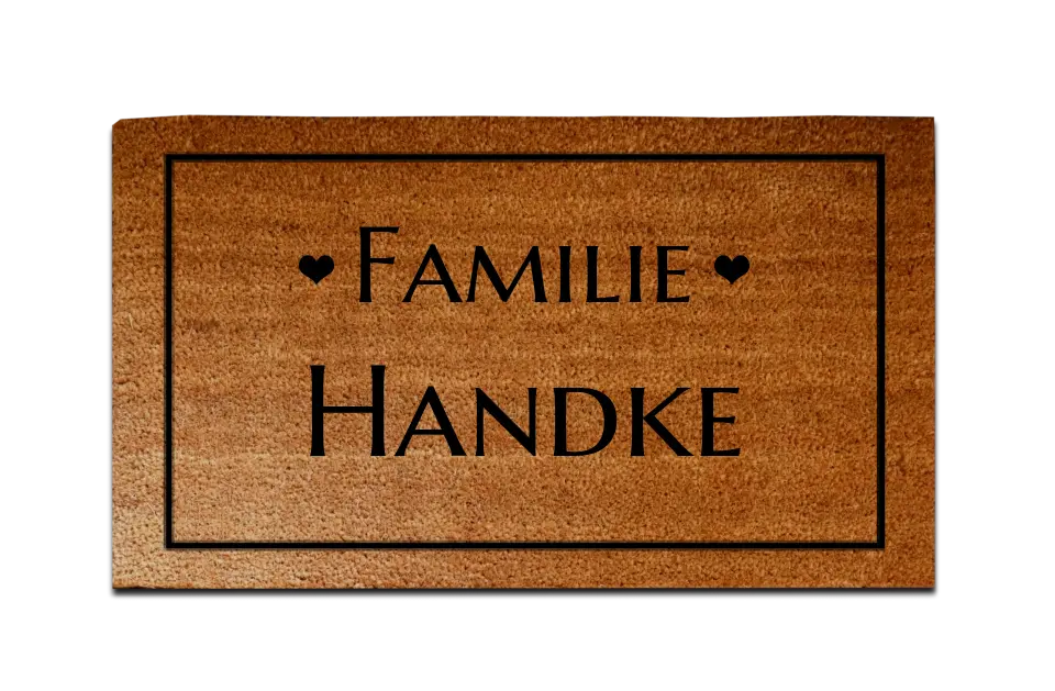 Personalisierte Fußmatte Familie mit Familienname, 40 x 70 cm, Kokosfaser-Fußmatte gelasert