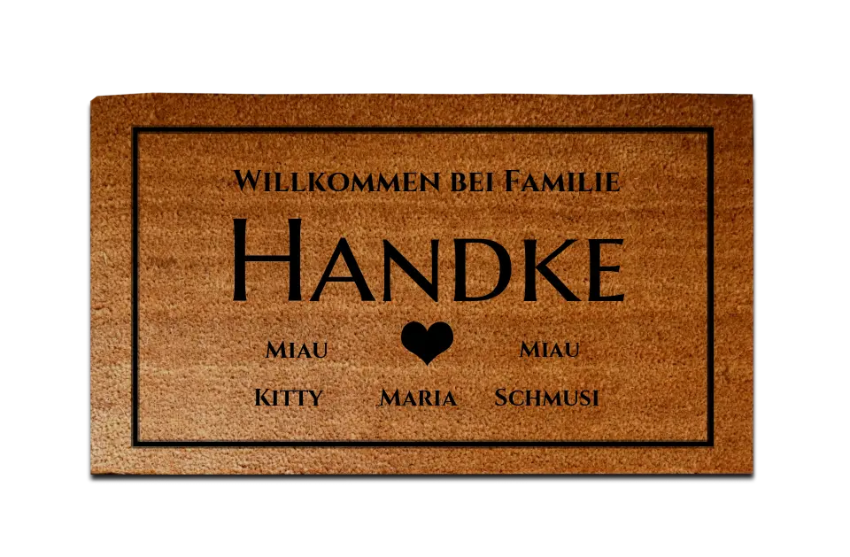 Personalisierte Fußmatte Familie 1 Personen Haushalt mit / ohne Haustiere, 40 x 70 cm, Kokosfaser-Fußmatte gelasert