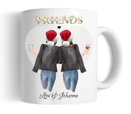 2 Beste Freundinnen Geschenk Kaffeetasse Weihnachtstasse personalisiertes Weihnachtsgeschenk  - Geschenk für Freundin