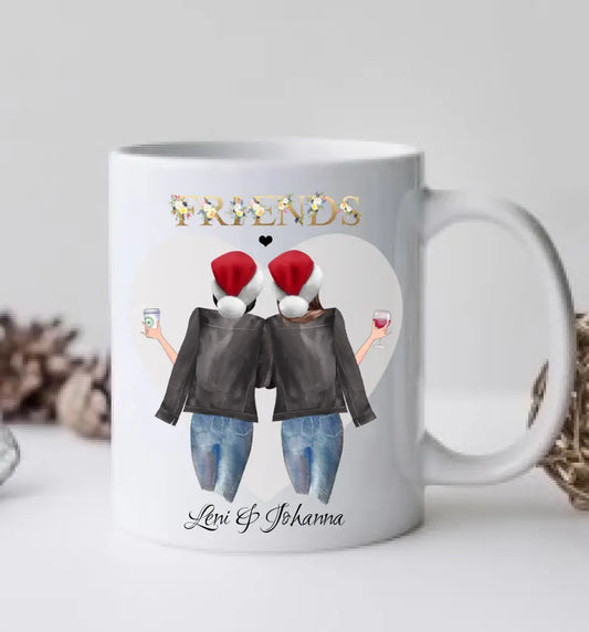 2 Beste Freundinnen Geschenk Kaffeetasse Weihnachtstasse personalisiertes Weihnachtsgeschenk - Geschenk für Freundin