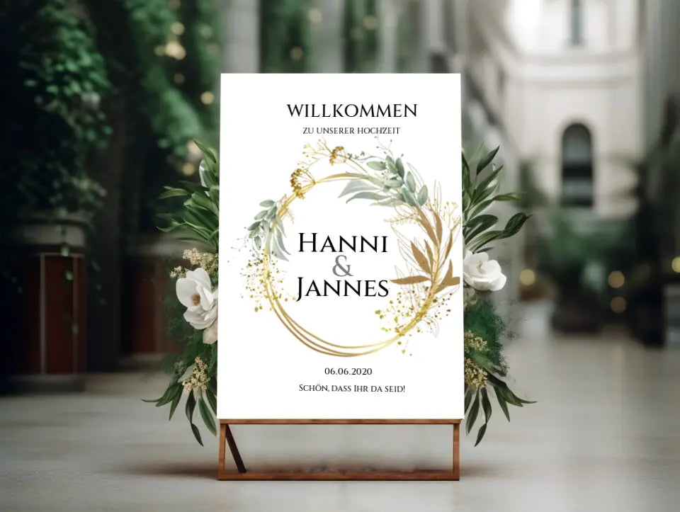 Willkommensposter Hochzeit | Willkommensschild Hochzeit personalisiert | Hochzeitsempfang Tafel