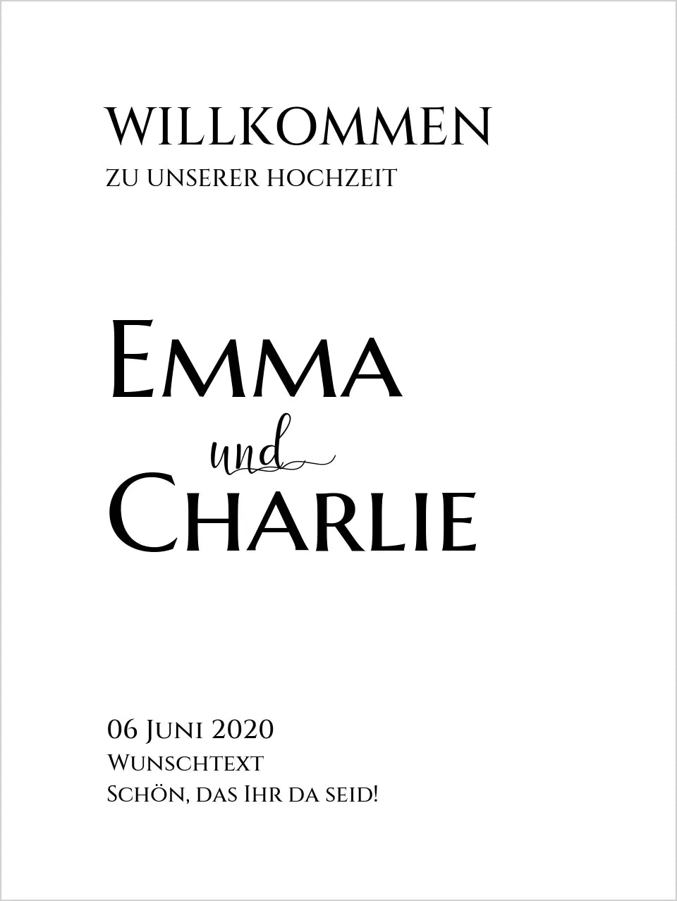 Willkommensposter Hochzeit | Willkommensschild Hochzeit personalisiert | Hochzeitsempfang Tafel