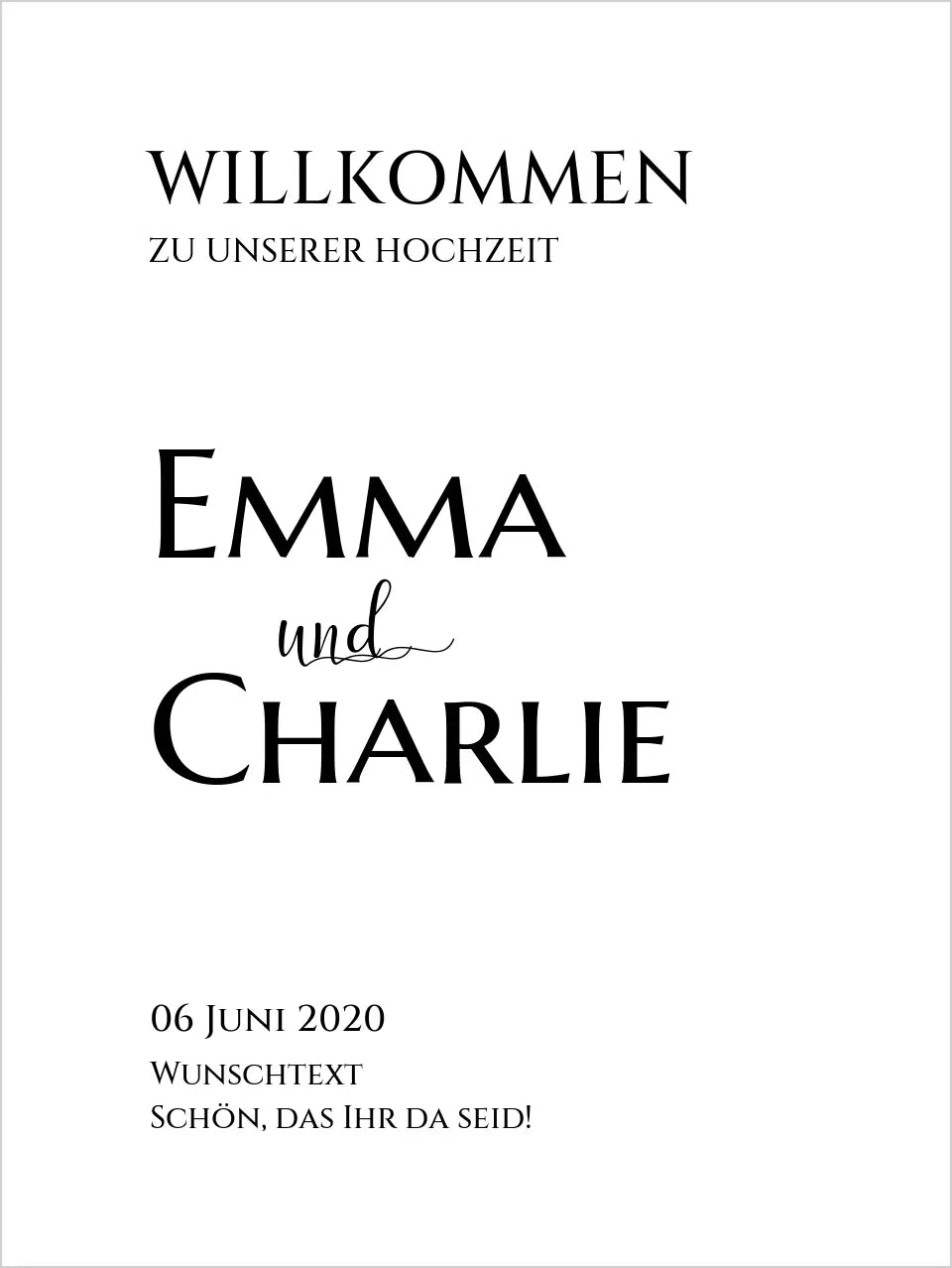 Willkommensposter Hochzeit | Willkommensschild Hochzeit personalisiert | Hochzeitsempfang Tafel