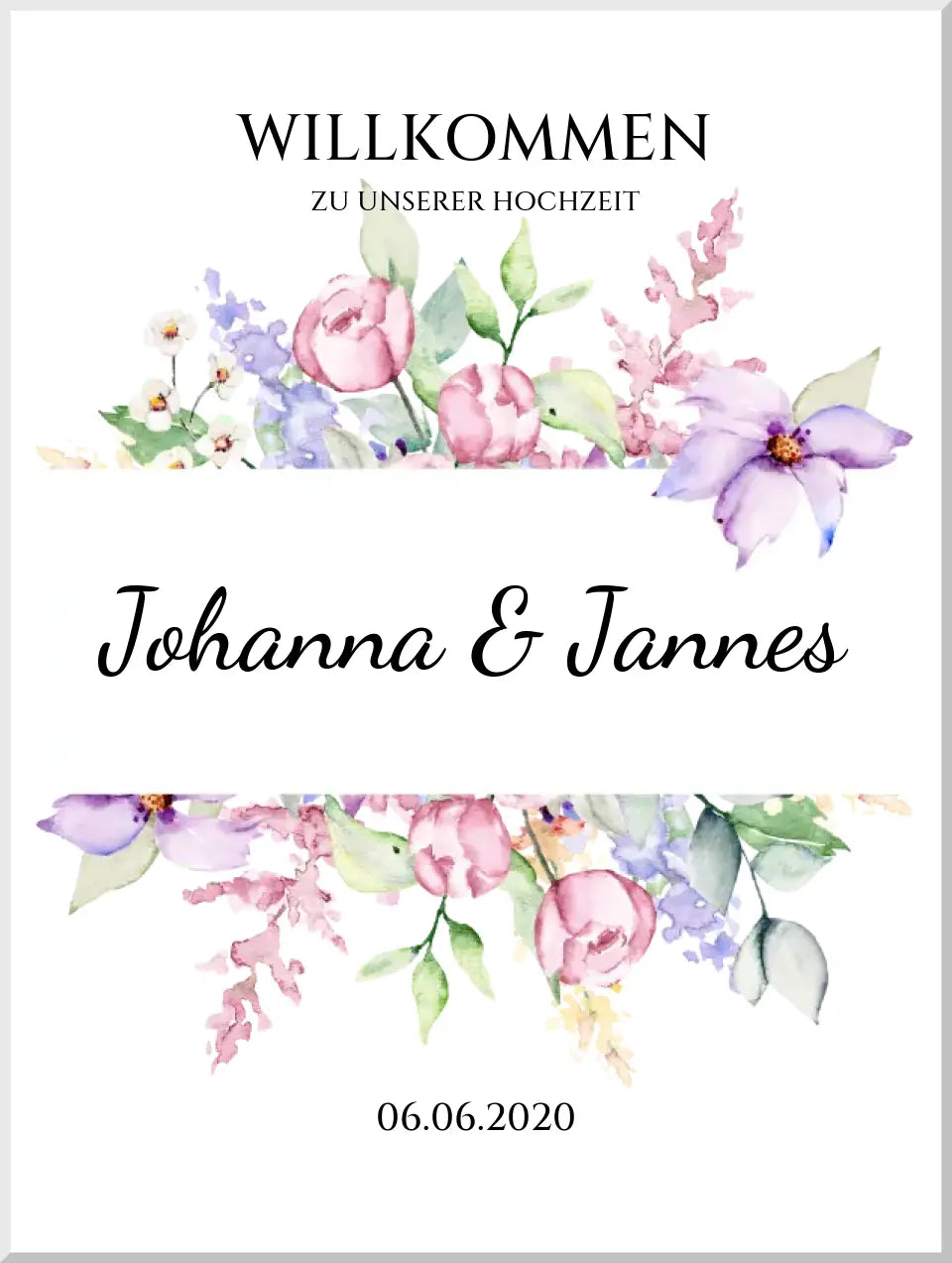 Willkommensposter Hochzeit | Willkommensschild Hochzeit personalisiert | Hochzeitsempfang Tafel