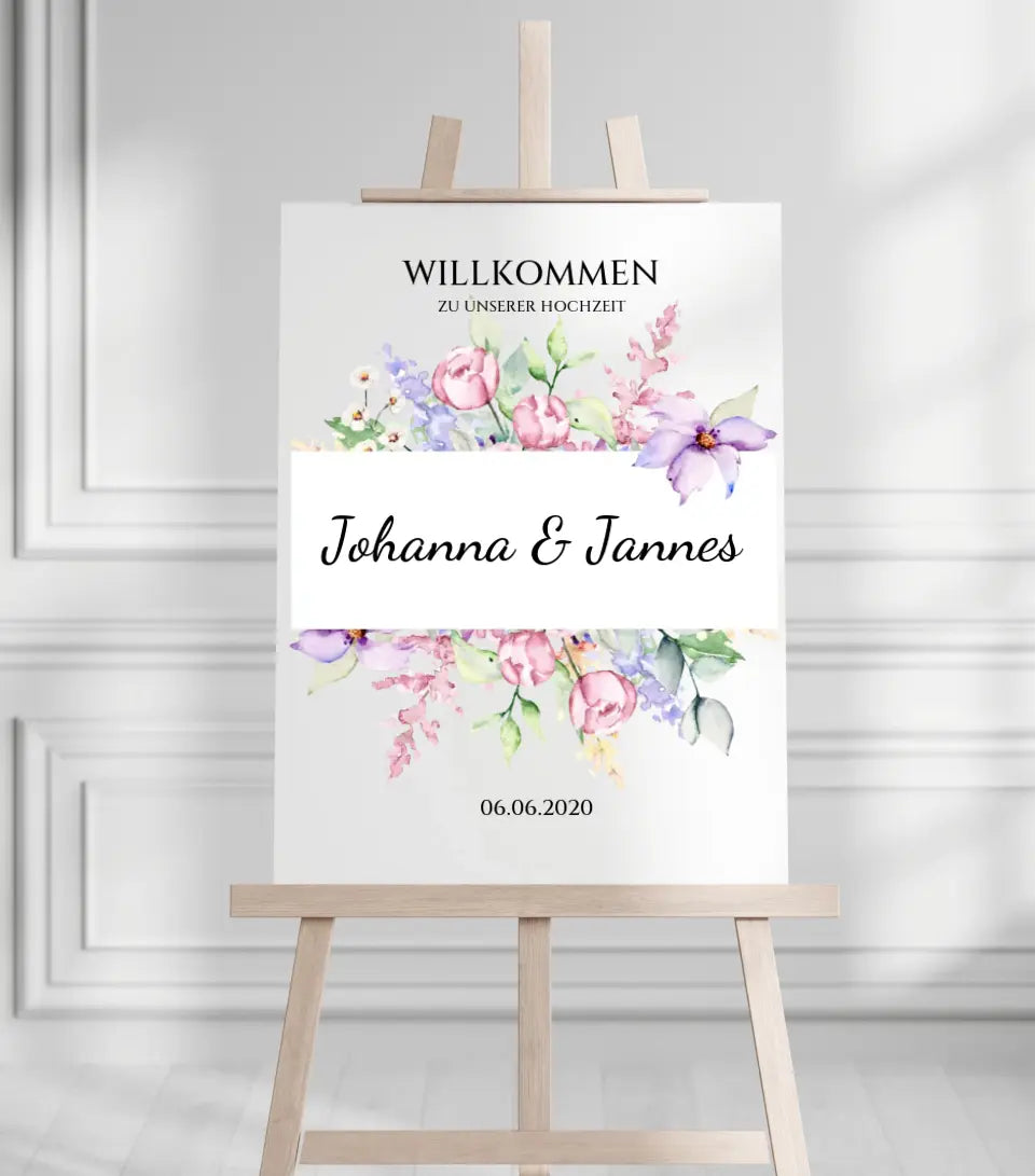 Willkommensposter Hochzeit | Willkommensschild Hochzeit personalisiert | Hochzeitsempfang Tafel