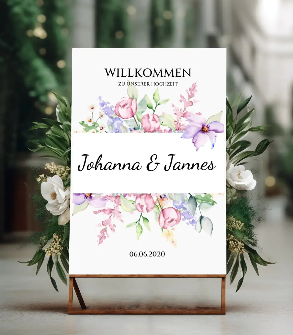Willkommensposter Hochzeit | Willkommensschild Hochzeit personalisiert | Hochzeitsempfang Tafel