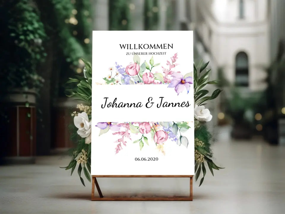 Willkommensposter Hochzeit | Willkommensschild Hochzeit personalisiert | Hochzeitsempfang Tafel