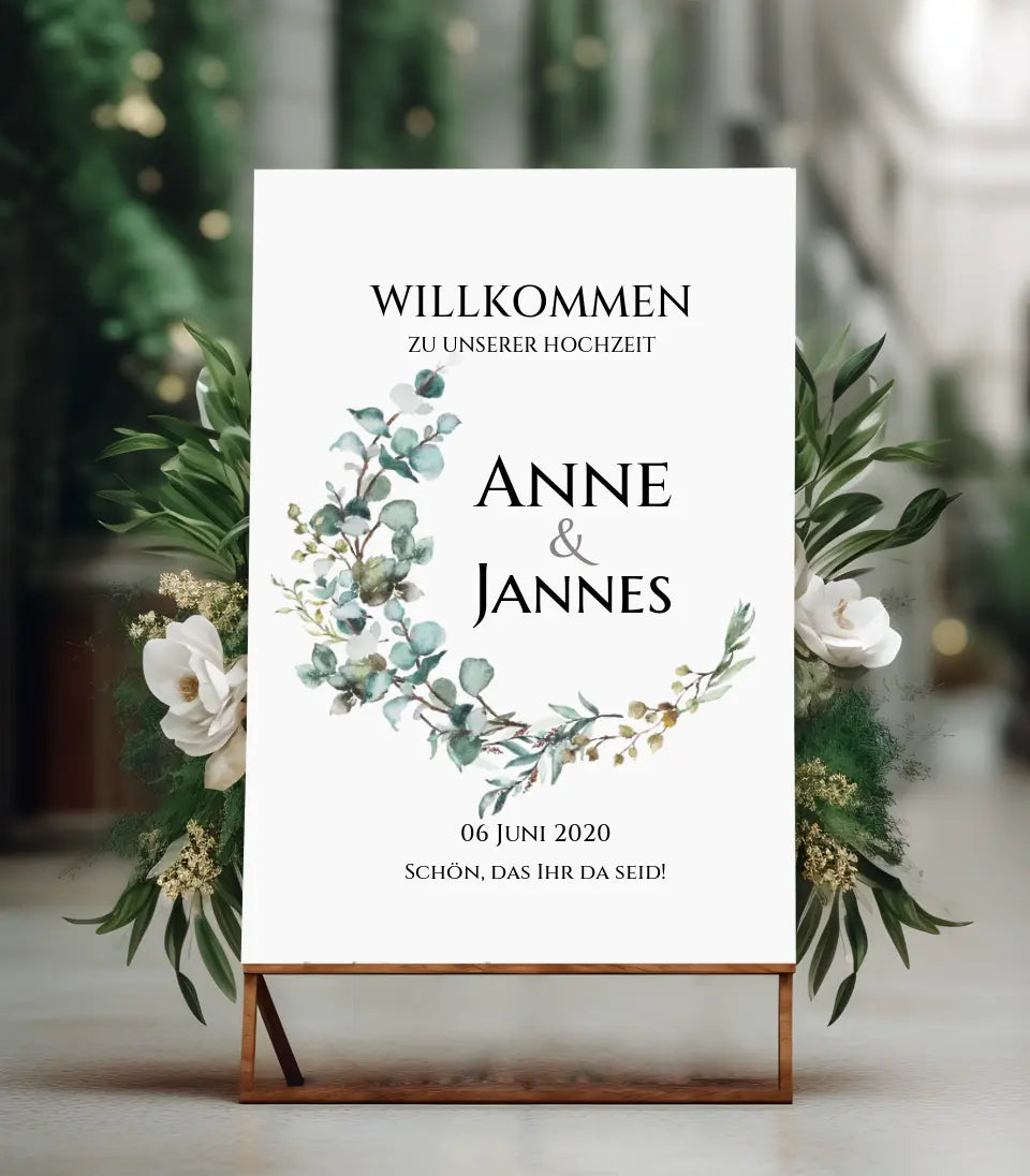 Willkommensposter Hochzeit | Willkommensschild Hochzeit personalisiert mit Namen Datum | Hochzeitsempfang Schild