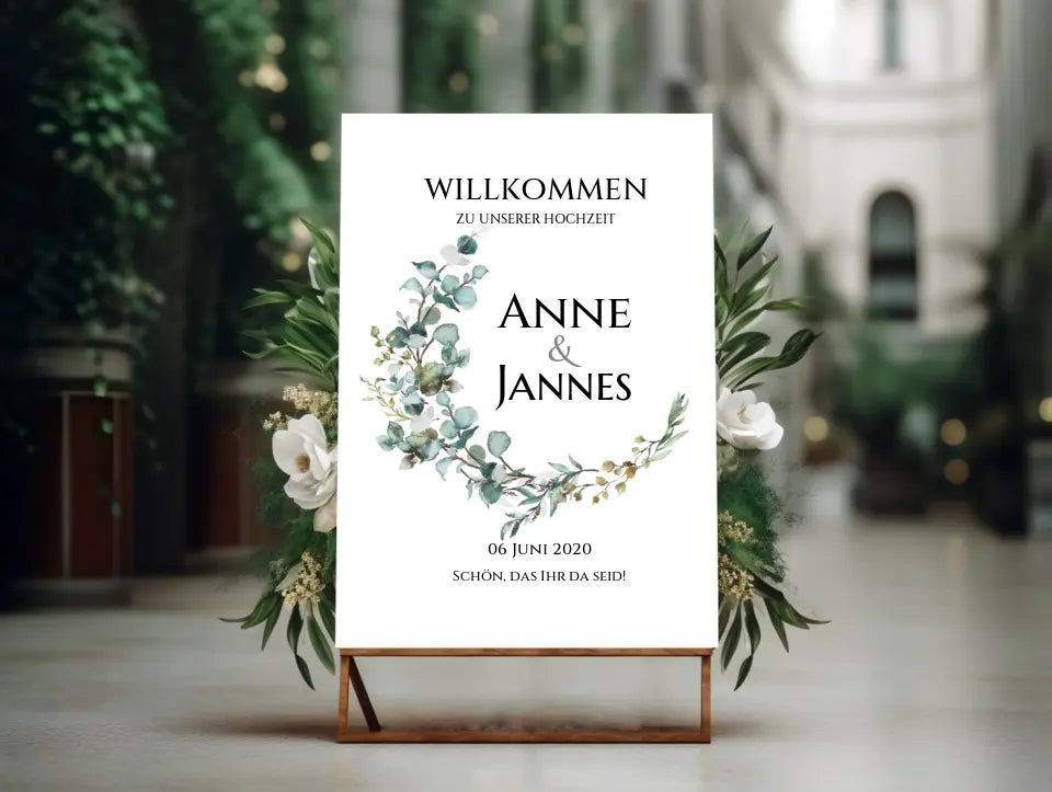 Willkommensposter Hochzeit | Willkommensschild Hochzeit personalisiert mit Namen Datum | Hochzeitsempfang Schild