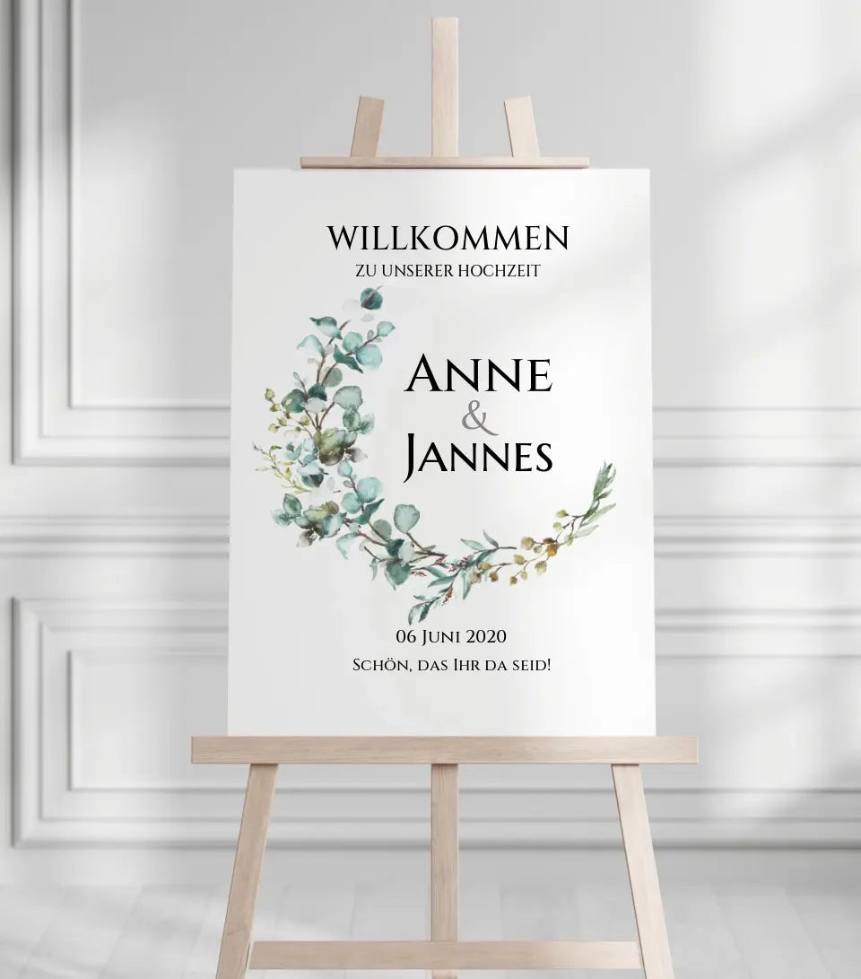 Willkommensposter Hochzeit | Willkommensschild Hochzeit personalisiert mit Namen Datum | Hochzeitsempfang Schild