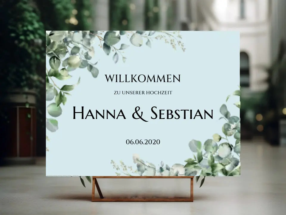 Willkommensposter Hochzeit | Willkommensschild Hochzeit personalisiert mit Namen Datum | Empfang Schild Hochzeit