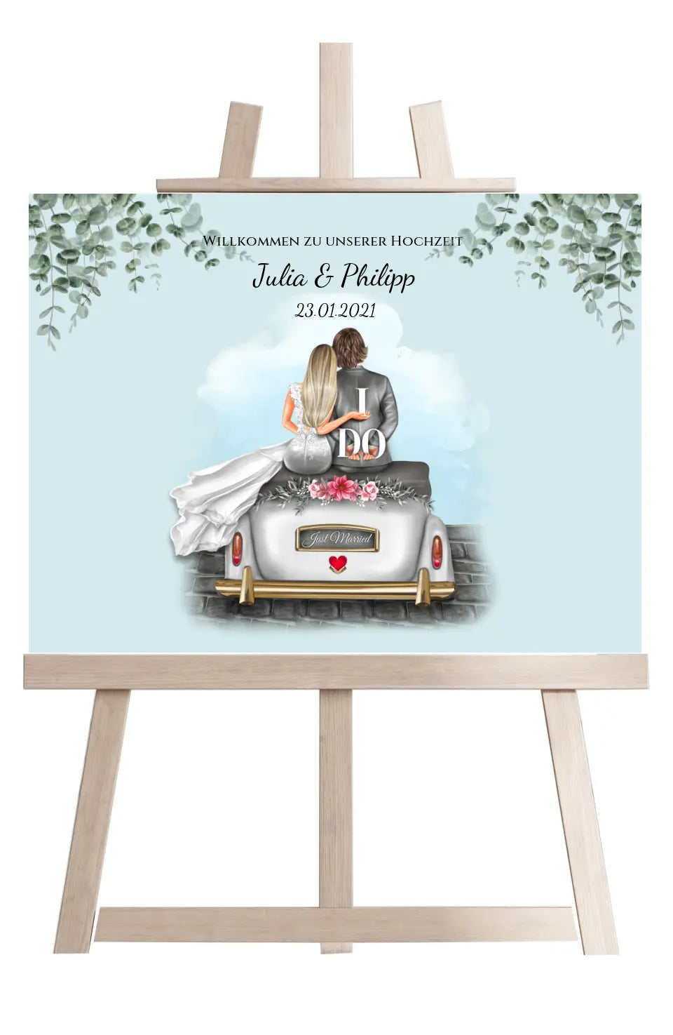 Willkommensposter Hochzeit | Willkommensschild Hochzeit personalisiert mit Namen Datum | Empfang Schild Hochzeit