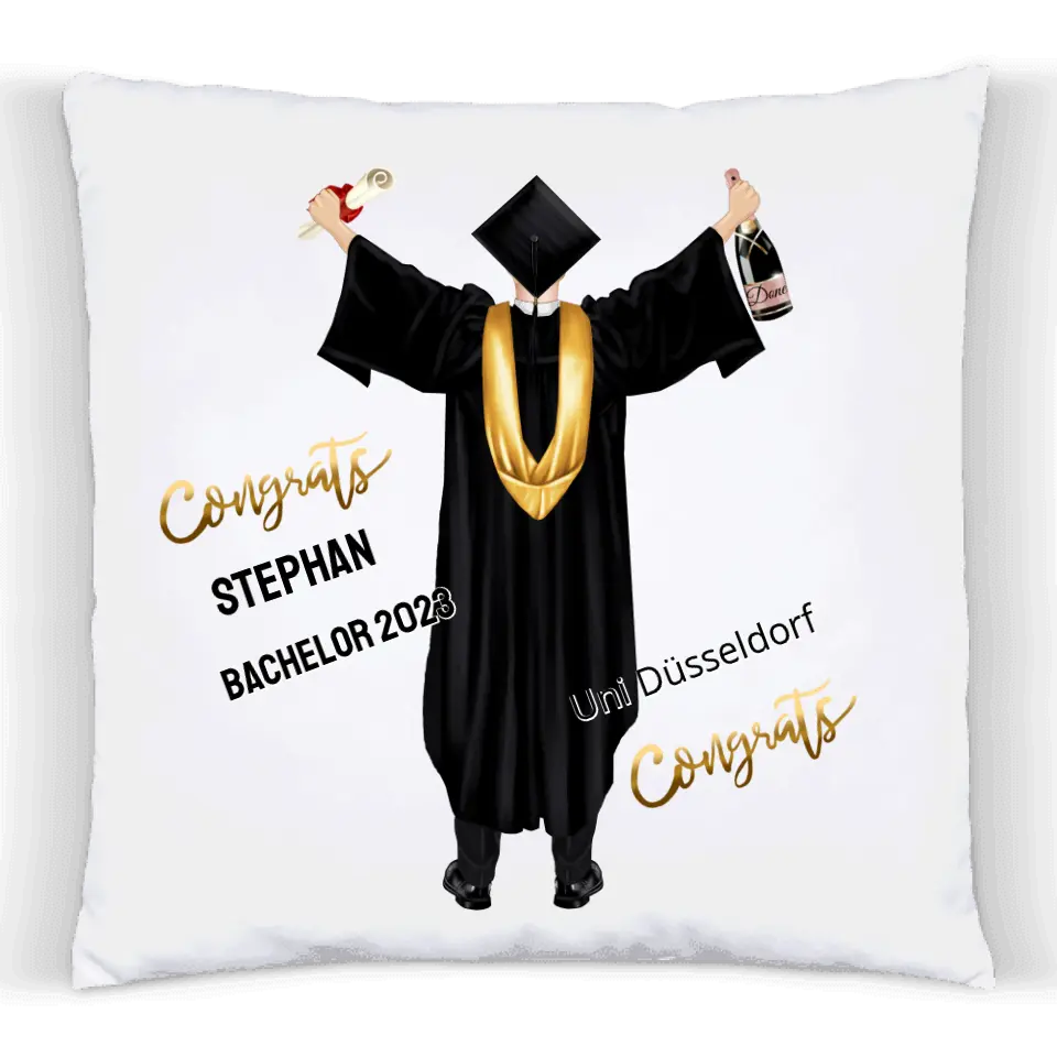 Personalisiertes Kissen Geschenk Studienabschluss, Schulabschluss, zum Doktor, Master, Bachelor & Abitur