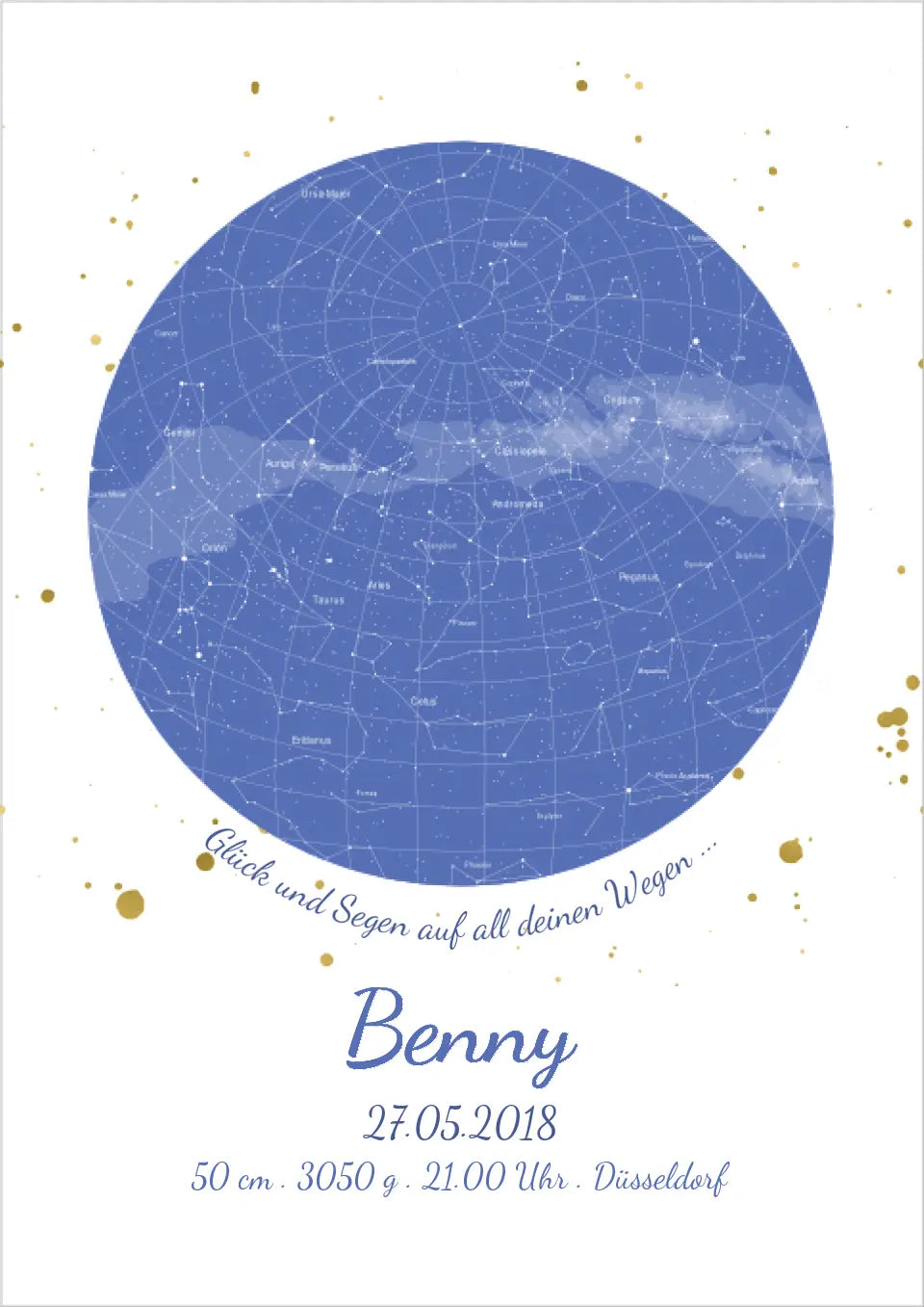 Geburtsgeschenk & Taufgeschenk Geburtsanzeige | Poster Sternkarte Design | Babygeschenk zur Geburt, zur Taufe | Sternenbild Junge