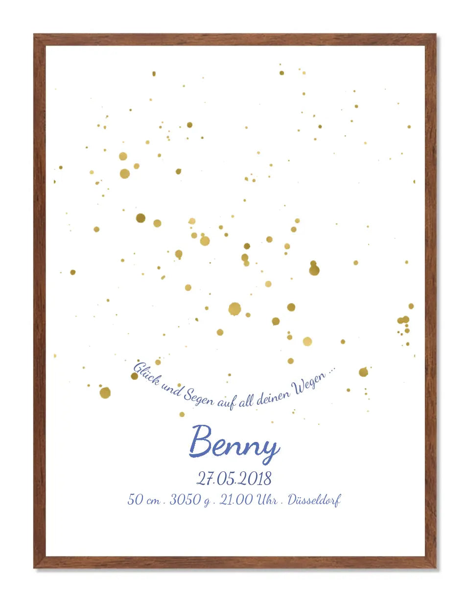 Geburtsgeschenk & Taufgeschenk Geburtsanzeige | Poster Sternkarte Design | Babygeschenk zur Geburt, zur Taufe | Sternenbild Junge