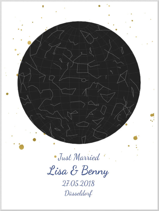 Hochzeitsgeschenk | Personalisierte Sternkarte | Sternenbild Poster | Sternkarte Geschenk zur Hochzeit, zur Geburt, zur Taufe | Geschenk Brautpaar Leinwanddruck Leinwandbild