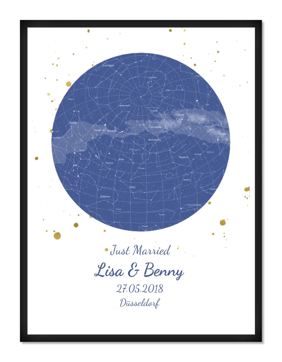 Hochzeitsgeschenk | Personalisierte Sternkarte | Sternenbild Poster | Sternkarte Geschenk zur Hochzeit, zur Geburt, zur Taufe | Geschenk Brautpaar