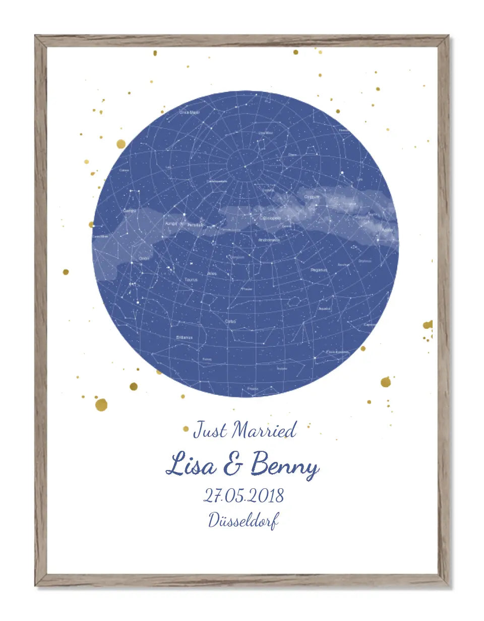 Hochzeitsgeschenk | Personalisierte Sternkarte | Sternenbild Poster | Sternkarte Geschenk zur Hochzeit, zur Geburt, zur Taufe | Geschenk Brautpaar