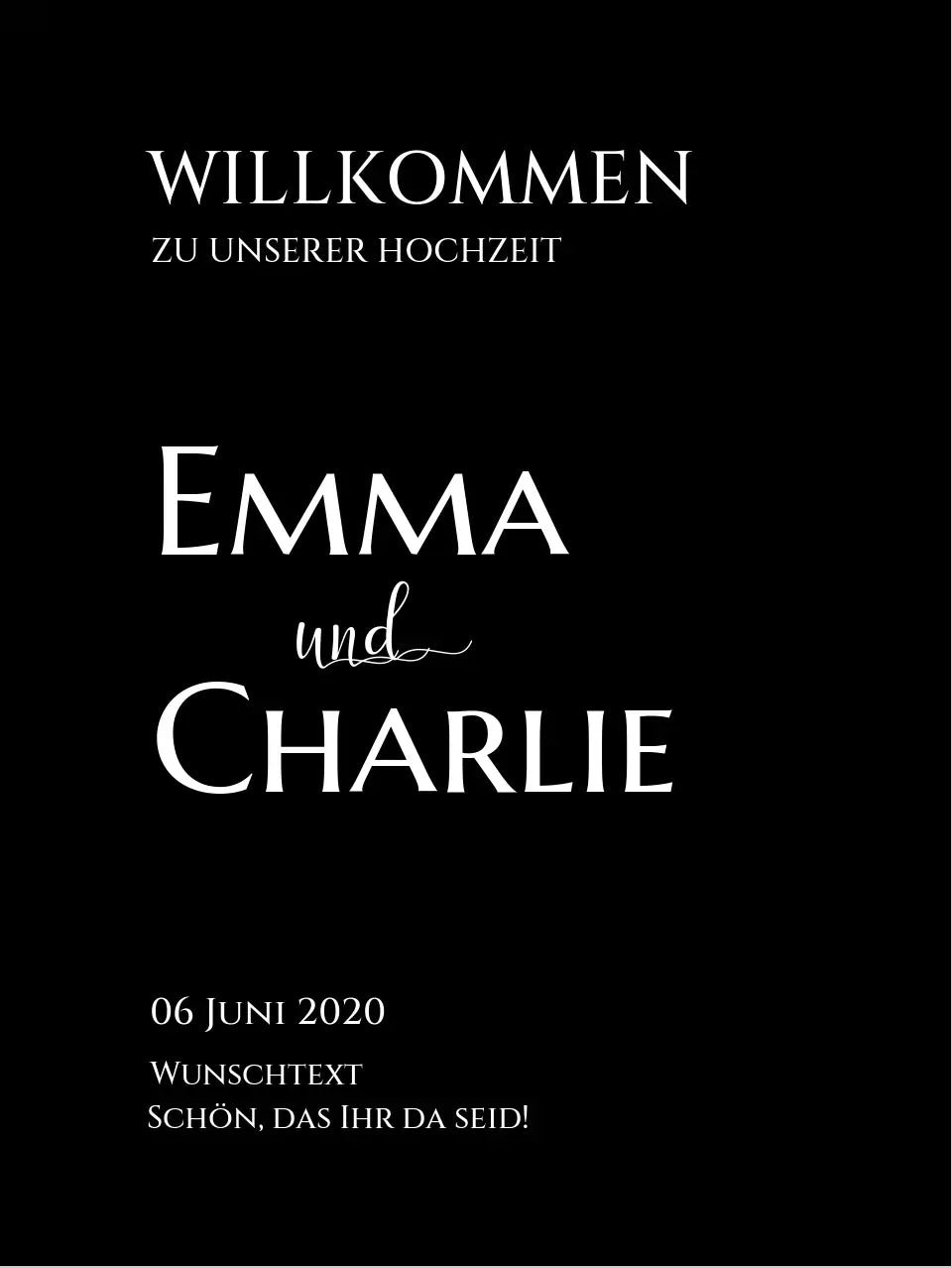 Willkommensposter Hochzeit | Willkommensschild Hochzeit personalisiert | Hochzeitsempfang Tafel