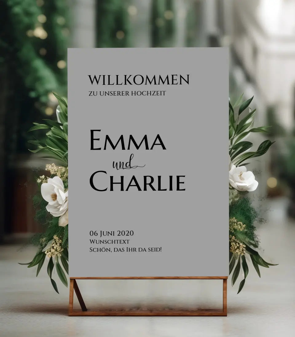 Willkommensposter Hochzeit | Willkommensschild Hochzeit personalisiert | Hochzeitsempfang Tafel