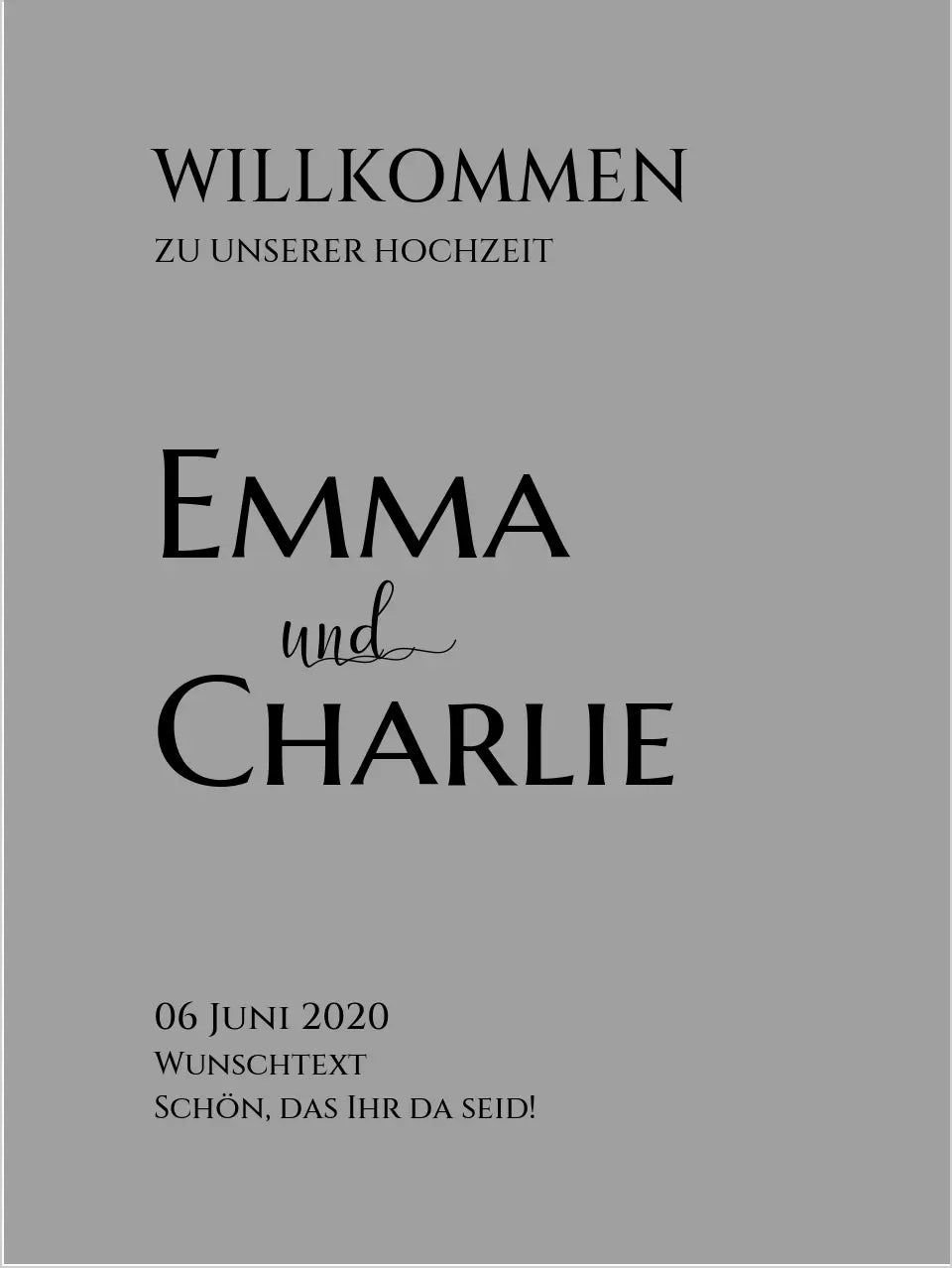 Willkommensposter Hochzeit | Willkommensschild Hochzeit personalisiert | Hochzeitsempfang Tafel
