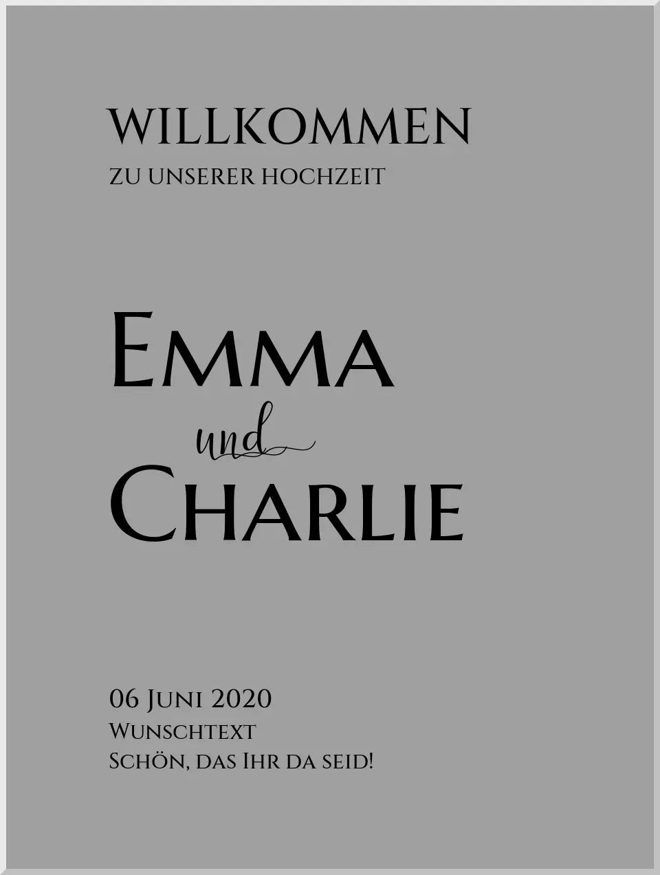 Willkommensposter Hochzeit | Willkommensschild Hochzeit personalisiert | Hochzeitsempfang Tafel