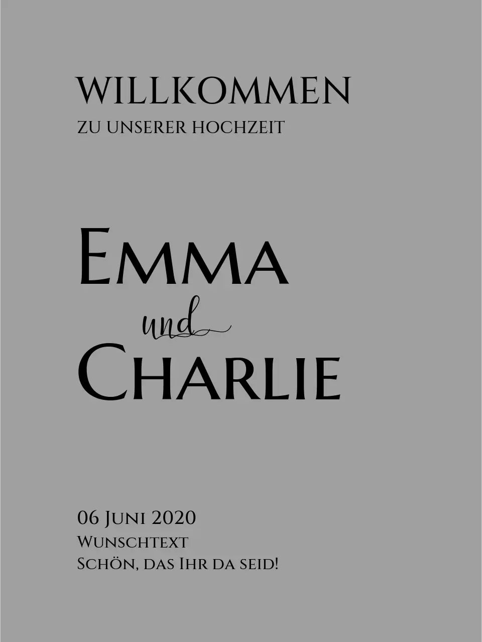 Willkommensposter Hochzeit | Willkommensschild Hochzeit personalisiert | Hochzeitsempfang Tafel