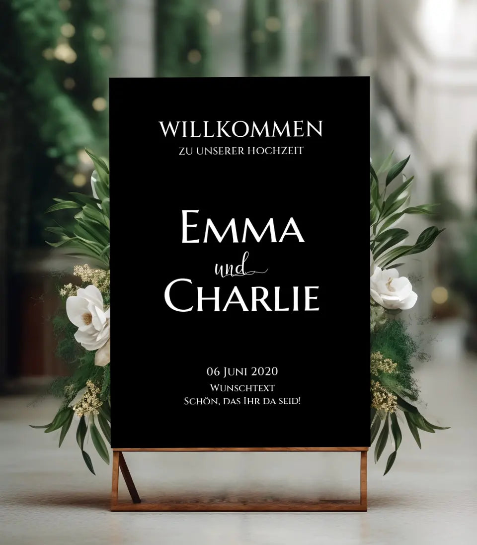 Willkommensposter Hochzeit | Willkommensschild Hochzeit personalisiert | Hochzeitsempfang Tafel WKH